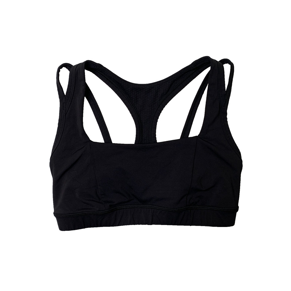 Lululemon Sports Bra Womens 6 Black Unpadded Splendour Strappy Cutout Racerback